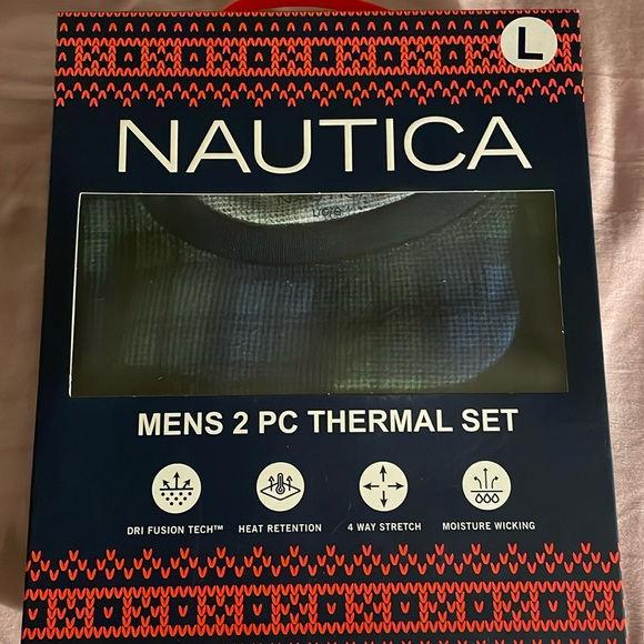 Nautica Other - Nautica Mens Thermal Set Waffle Knit Navy Blue Green Plaid Pajama size L